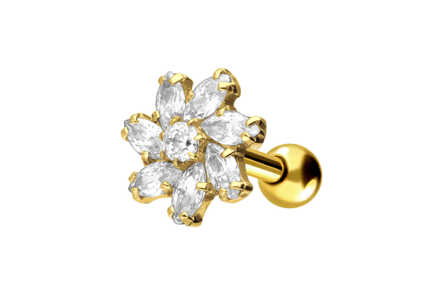 Titan Ohrpiercing KRISTALLBLUME